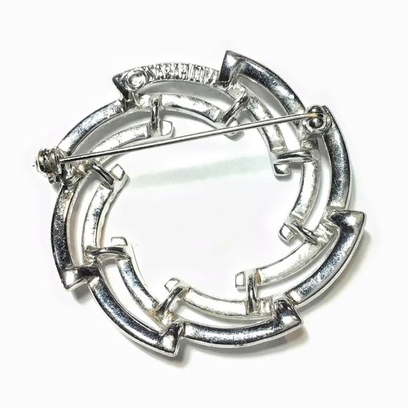 Vintage 1960s Modernist Silver Tone Circle Brooch Signed Sarah Coventry - Picture 3 of 3